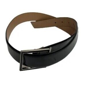 Calvin Klein Men's Black Genuine Leather, Buckle Dress Belt Size S